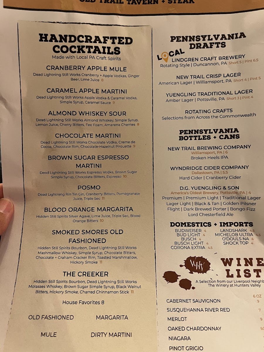 Menu Old Trail Tavern + Steak-10