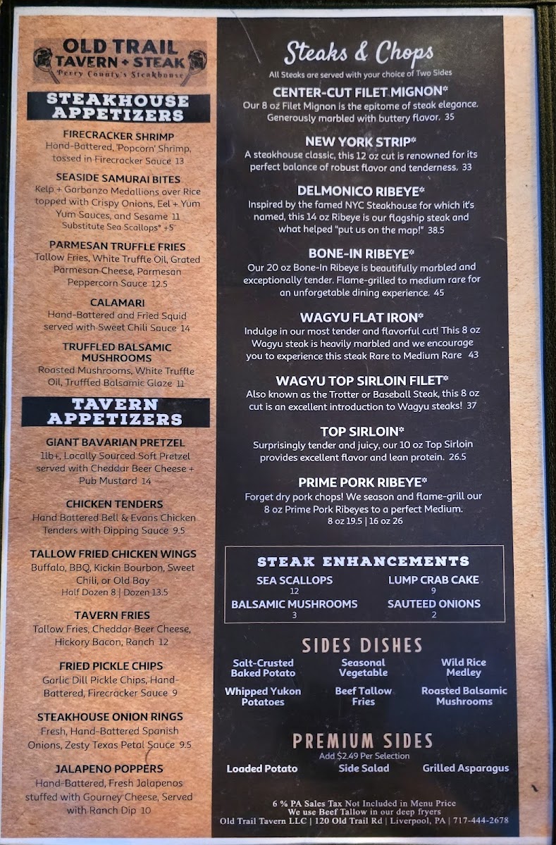 Menu Old Trail Tavern + Steak-2
