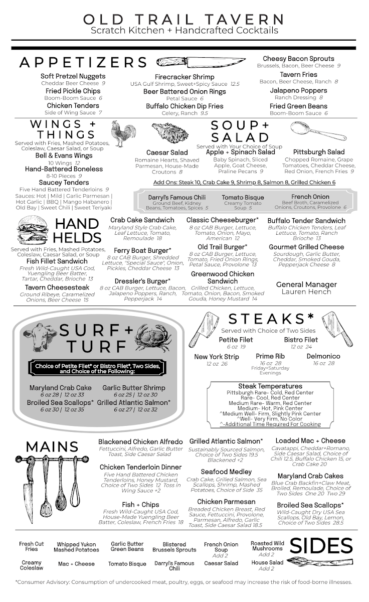 Menu Old Trail Tavern + Steak-4