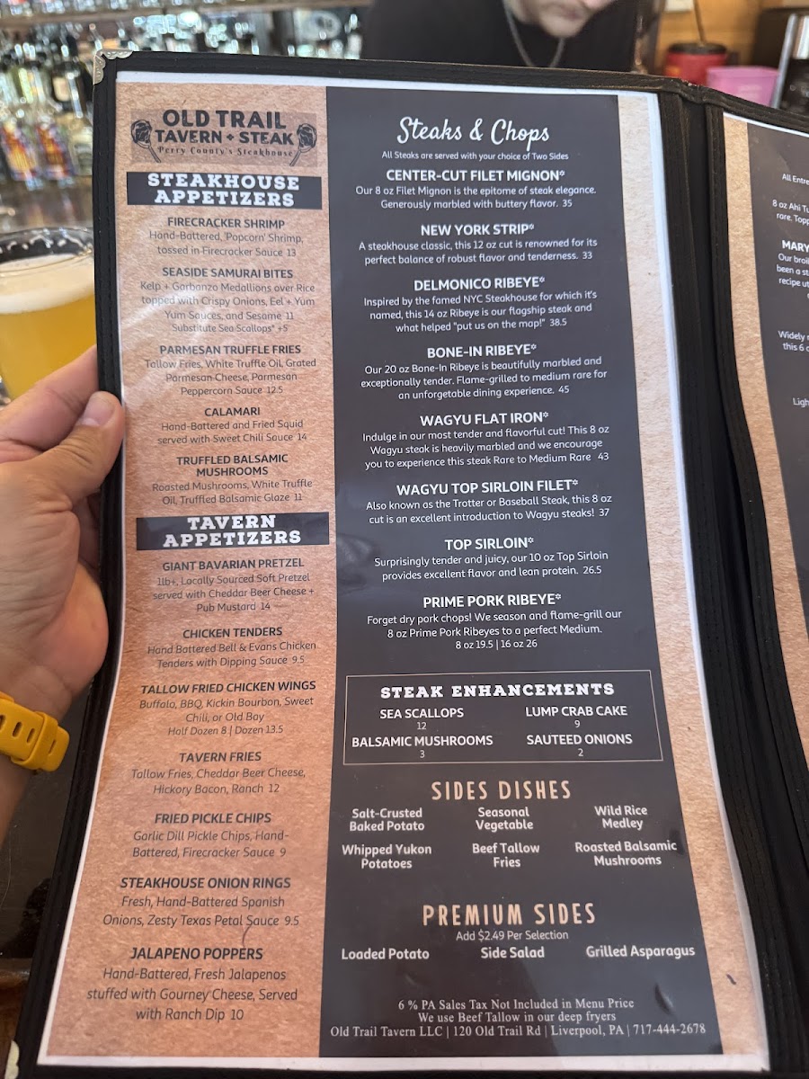 Menu Old Trail Tavern + Steak-5