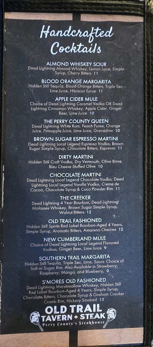Menu Old Trail Tavern + Steak-9